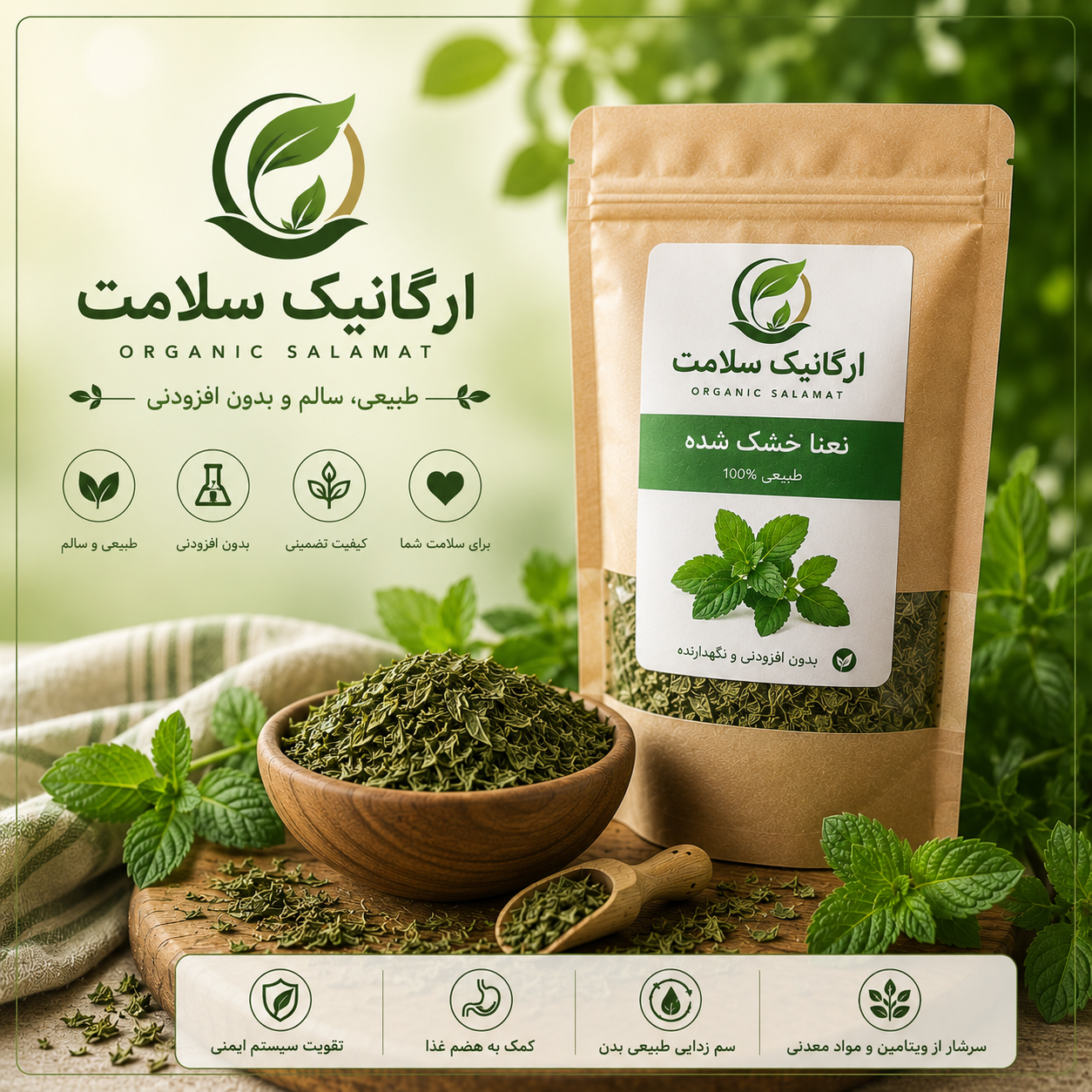 100گرم نعنا خشک شده