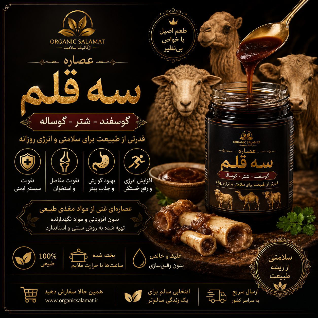 عصاره سه قلم نیم کیلویی سلامت